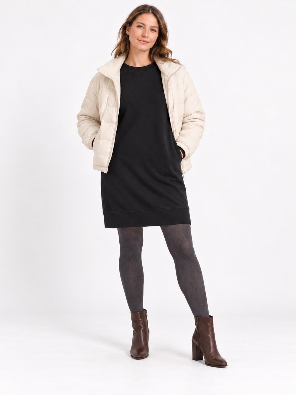 COS Women’s Black Sweatshirt Dress Size L Heavyweight Knit Fall Winter